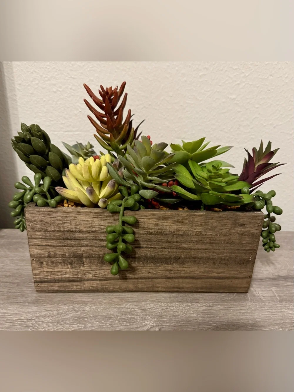 Better Homes & Gardens Faux Succulent Arrangement in a Wooden Box (9.75 x 6.5 in